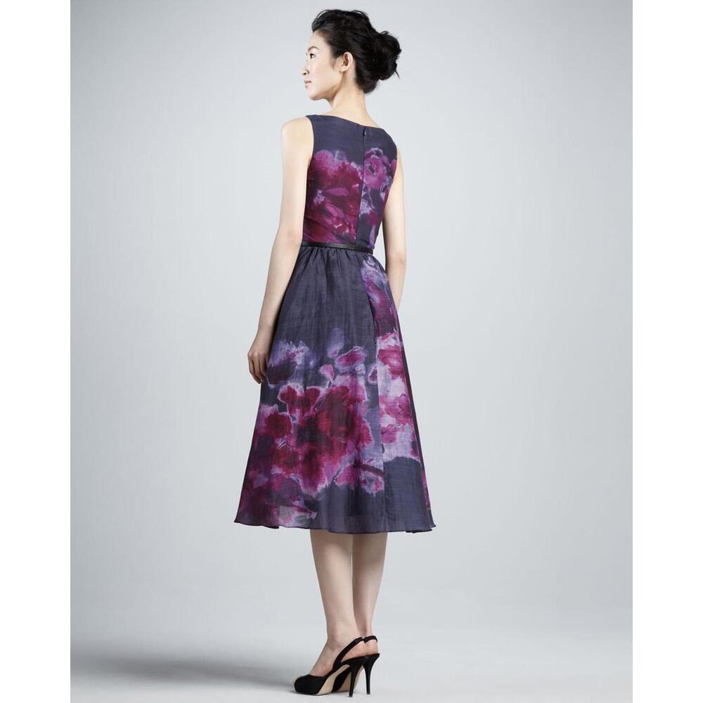 Blue Floral Lela Rose 75 percent COTTON, 25 perc. SILK Cocktail Dress - Size 8